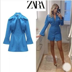 Zara Shirt Dress bright blue size small